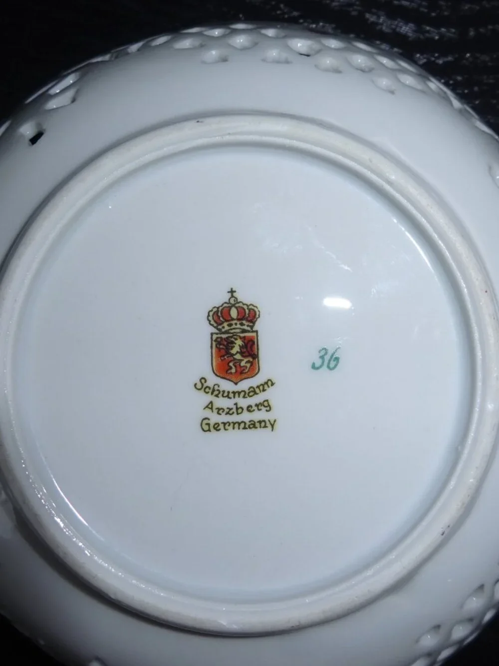 Vintage Schumann Arzberg Germany Reticulated Floral Porcelain Candy Dish 5